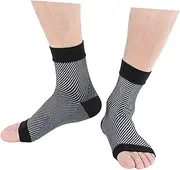 Baluue Sports Compression Socks Black Ankle Support Plantar Relief Size L/xl 2 Pairs