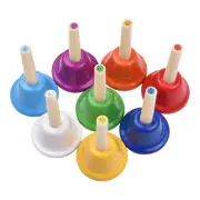 8pcs Colorful Handbell 8 Note Diatonic Metal Hand Bells Set Tinkle Bells O8K9