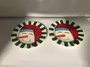 Vietra Ceramic 8.5in Christmas Snowman Side Plate Set CC02B26028