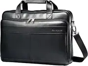 [Samsonite] Leather Slim Briefcase, Black, 16 Inch, 48073-1041