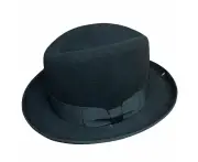 100% Wool Felt Mens Homburg Hat Fedora Trilby in Black Size Medium