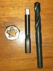 M28 X 1.0 RH HSS HAND TAP + HSS ANSI Die nut+ tapping drill
