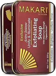 Makari Exclusive 7oz. Skin Lightening & Exfoliating Bar Soap with Organiclarine – Advanced Active Whitening Treatment for Dark Spots, Acne Scars, Sun Patches, Stretch Marks & Hyperpigmentation