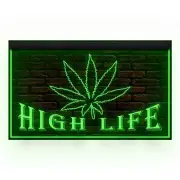 Marijuana Hemp Leaf High Life Display Night Light Neon Sign for Shop Store Open