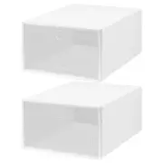 2pcs Storage Cabinet Drawer Type Stackable Storage Cabinet Container Multi-color