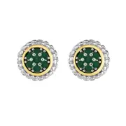 18k Gold And Sterling Silver Emerald Stud Earrings