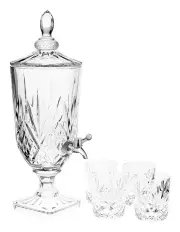 [Hottie] Jonnie Drinks Dispenser and 4 Piece Tumbler Set in Traditional Clear