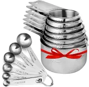 Stainless Steel Measuring Cups and Spoons Set, Heavy Duty 13 pcs 7 Cups 6 spoons
