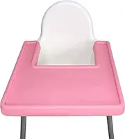 Silicone Highchair Full Tray Cover. Placemat Compatible with IKEA Antilop. Wipeable and Dishwasher Safe (Pink)