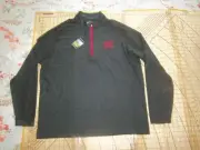 MENS LARGE GRAY/RED PEBBLE BEACH MINOT STATE UNIV. LS ZIP COLLAR SHIRT - NWT