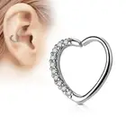 lined Set Heart moon Ear Cartilage Tragus Rook Snug Daith Hoop Rings Piercing