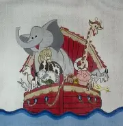 Rosalie Peters Hand-Painted NOAH'S ARC Noah Animals Elephant Needlepoint Canvas