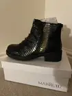 NEW Black Gold Ankle Boots Shoes Size 6 uk 40eu Mock Croc Block Heel Ladies UK
