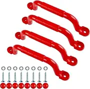 KINSPORY 10.6'' Climbing Handles, 4pc Playground Safety Handles Set, Kids Hand Grips for Swing Set, Climbing Frame, Play House, Climbing Frame - Red