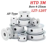 HTD 3M Timing Belt Pulley AF-Type 12T-120T Bore 4-25mm For 15mm Wide Timing Belt