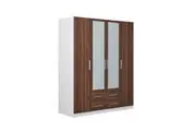 Design Square 4-Door 4-Drawer Wardrobe Closet Clothes Storage Cabinet - Walnut