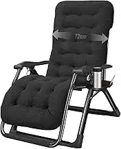 Zero Gravity Lounge Chair, Extra Wide Reclining Garden Chair XL Padded Seat Folding Patio Lounge Chair Heavy Duty Metal for Patio Decking Gardens Camping Support 200kg/350lbs Lounge Chair (Color : Co