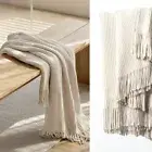 NEW West Elm Boho Cream Ivory Tassel Chenille Knit Throw Blanket - 50" x 60"