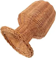 DECORNIJIA Elegant Rattan Wig Rack Hat Stand Rustic Wig Holder Wicker Mannequin Head Display Stand