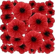 WILLBOND 18 Pcs Artificial Red Poppy Flowers Large Poppies Fake Flowers for Wicked Birthday Veterans Day Carnival Back to School Party Backdrop (Poppy)