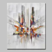 Hand painted Abstract City Landscape Oil paintings on Canvas Pictures Home Decor