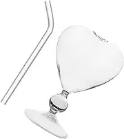 NAMOARLY Heart Straw Tumbler Set 4pc Glass Love Goblet Straw Cocktail Drink Cup for Bar