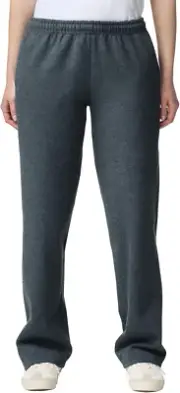 Men'S Fleece Sweatpants, Open Bottom Pocketed Pant, Dark Heather, Large