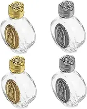 Metal Embossed Holy Water Bottles for Home Mini Glass Containers Catholic Religious Decor Travel Size