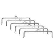 6Pcs Metal Purse Frame,7.9" Retro Arch Kiss Lock Clasp Frame Embossed,Silver
