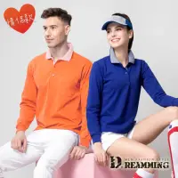 在飛比找momo購物網優惠-【Dreamming】MIT品味條紋領網眼長袖POLO衫 透