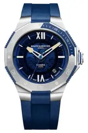 Baume & Mercier Riviera Automatic Blue Rubber Date Divers Mens Watch M0A10716