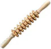 9-Wheel Wooden Abdomen Massage Roller Fitness Roller Stick Massage Roller Muscle Relax Body Anti Cellulite Acupuncture Massager