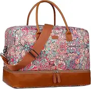 [Baosha] Pretty Colorful Travel Duffel Weekender Bag Overnight Bag Carry On with Shoe Compartment for Women HB-10