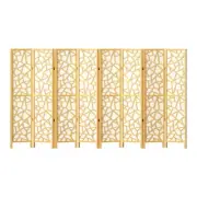 Artiss 8 Panel Clover Room Divider Screen Partition Privacy Wooden Stand Natural
