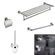 Stainless Steel Bathroom Hardware Towel Rack Toilet Brush Paper Roll Holder 4PCS