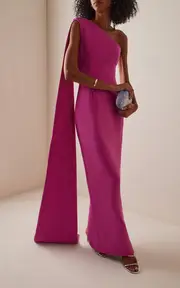[Rachel Gilbert] Clara Single Shoulder Capelet Gown