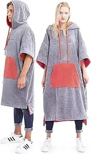 Couple Beach Towel Fast Absorbing Water Changing Robe Outdoor Sport Soft Warm Hooded Bath Towel Dress Poncho Swimming Cloak,Orange,75 * 112cm