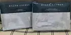 RALPH LAUREN CARY 2PC KING FLAT/FITTED KING SHEET SET LINEN BLEND ~ ESSEX BLUE