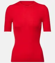 [Khaite] Khaite Celina ribbed-knit wool-blend top AU 14 red