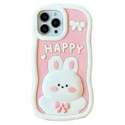 For iPhone 14 Pro Soft Silicone Phone Case Anti-drop Cover Cell Phone Shell with Rabbit Decor