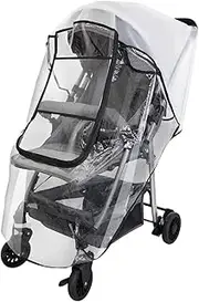 SlowTon Universal Pushchair Rain Cover, Large Durable Raincover for Pram Stroller Rain Cold Wind Protective with Convenient Window Opening, Adjustable Easy Use Rain Shield Fits Most Pram