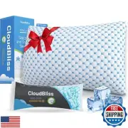 CloudBliss Shredded Memory Foam Pillow for Sleeping - Adjustable Cooling Pill