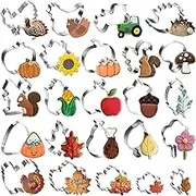 24PCS Fall Cookie Cutters Set - Stainless Steel Metal Thanksgiving Cookie Cutters Shapes, Large Small Mini Pumpkin, Turkey, Mushroom, Squirrel, Maple Leaf Shaped Autumn Cookie Cutter for Thanksgiving