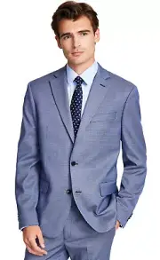 Ben Sherman Mens Skinny-Fit Stretch Check Suit Jacket 36 Regular Blue - NWT $360