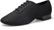 [SWDZM] Men Latin Dance Shoes Leather Lace-up Salsa Tango Ballroom Modern Professional Performance Practice Dance Shoes,Model 707B