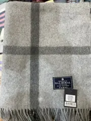 100% Recycled Wool Blanket | The House Of Balmoral Scotland Box Check Light Grey