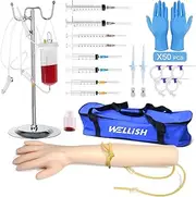 WELLiSH IV Practice Arm Infusion Model, Venipuncture Training Model Phlebotomy Practice Kit Injection Blood Drawing Model