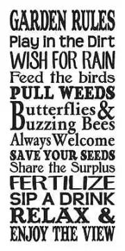 Spring Summer STENCIL**GARDEN RULES**Large 12"x24" for Outdoor Signs Crafts