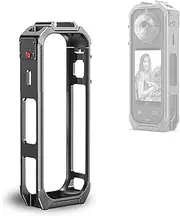 Metal Frame for Insta360 X5, Aluminum Alloy Protective Cage 1/4 Expansion Ports & Dual Cold Shoe Ports for Mic/Light/Tripod