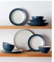 Noritake Dinnerware Set 8-Piece Microwave Safe Stoneware Blue (Service for 4)